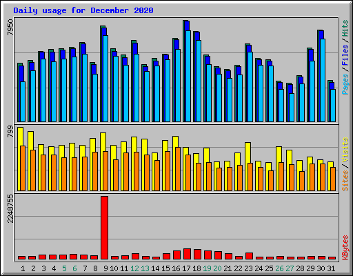 Daily usage for December 2020