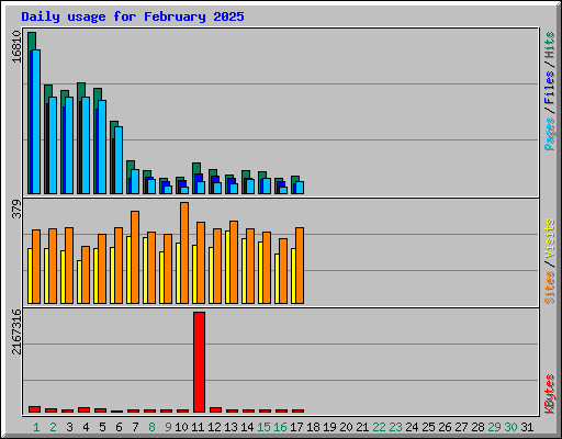 Daily usage for February 2025