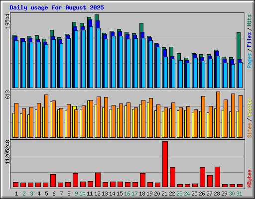Daily usage for August 2025